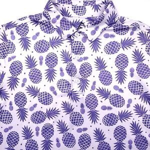 Deolax Men's Short Sleeve Medium Stretch Purple Pineapple Fruit Golf‎ Polo Shirt